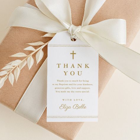 Elegant Gold Cross Baptism Thank You Favor Gift Tags - Christening Gifts Glitter Frame, Baptism Gifts, Modern Cross, Christening Gifts, Thank You Tags, Gold Cross, Favor Tags, Hat Crafts, Gaming Wall Art