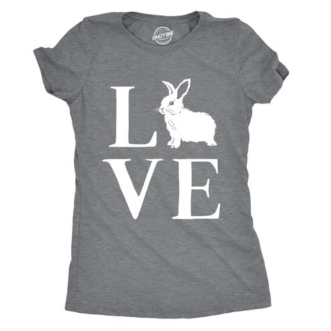 Womens Love Bunny Tshirt Cute Adorable Easter Sunday Rabbit Tee For Ladies Women's Tshirt, Jesus Easter, Woman Meme, Bunny Halloween Costume, Funny Shirts Women, Novelty Clothing, Cute Rompers, Crazy Dog, Easter Sunday