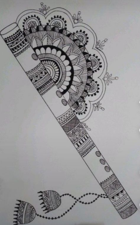 Flute mandala Mandala Art Easy And Beautiful, Mandala Art Pencil Sketch, Mandala Art Ideas Easy, Simple Mandala For Beginners, Drawing Ideas Easy Mandala Art, Mandala Art Design For Beginners, Beginners Mandala Art, Music Mandala Art Easy, Madala Art Easy Diy