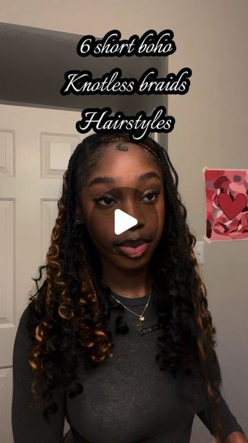 𝓒𝓱𝓲 𝓒𝓱𝓲 🦋 on Instagram: "Short boho knotless braids hairstyles ✨ #knotlessbraids #explore #braids #hairstyles #explorepage #reels #reelsinstagram" How To Style Short Boho Knotless Braids, Boho Braids Short Hairstyles, Short Braid Hairstyles Black Women, Boho Goddess Knotless Braids Bob, Ways To Style Short Boho Knotless Braids, Styling Short Boho Knotless Braids, Hairstyles For Short Boho Braids, Boho Bob Styles, Short Knotless Styles