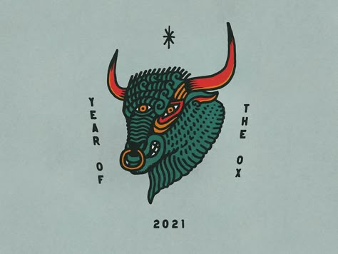 Ox Traditional Tattoo, Traditional Bull Head Tattoo, Year Of Ox Tattoo, Ox Tattoo Design Chinese Zodiac, Taurus Tattoo Traditional, Oxen Tattoo, Ox Chinese Zodiac Tattoo, Ox Head Tattoo, Year Of The Ox Tattoo Design