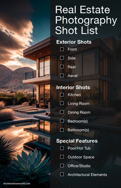 real estate photography shot list Real Estate Home Photography, Home Interior Photography Ideas, Photography Real Estate, Best Real Estate Marketing Ideas, Real Estate Photography Ideas, Real Estate Photography Tips, Real Estate Videography, Realty Photography, Alien Photography