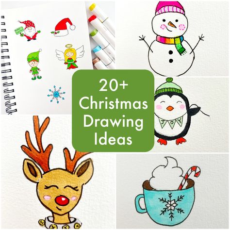 Christmas drawing ideas Simple Christmas Images To Draw, Easy Draw Christmas Pictures, Simple Christmas Doodles To Draw, Easy To Draw Christmas Doodles, Easy To Draw Christmas Pictures For Kids, Diy Christmas Card Drawing, Christmas Easy Drawings Ideas, Simple Christmas Drawings Cards, Christmas Diy Drawings