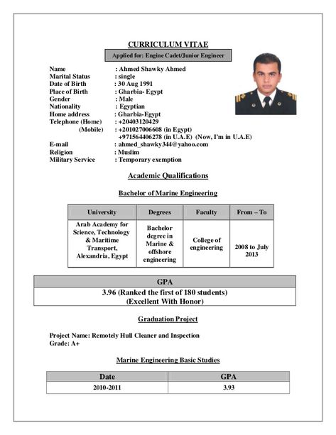 CURRICULUM VITAE  Name : Ahmed Shawky Ahmed  Marital Status : single  Date of Birth : 30 Aug 1991  Place of Birth : Gharbia- E... Marine Engineer, Thank You Letter Template, Sample Resume Format, Saint Louis University, Reference Letter Template, Marine Engineering, Friendship And Dating, Letter To The Editor, Marine Biologist