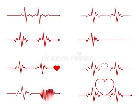 Heart rhythm set, Electrocardiogram, ECG - EKG signal, Heart Beat pulse line concept design isolated on white background royalty free illustration Tatuaje Ekg, Ecg Tattoo, Heart Rate Tattoo, Dollar Sign Tattoo, Pulse Tattoo, Ekg Tattoo, Heartbeat Tattoo Design, Line Concept, Heart Rhythm