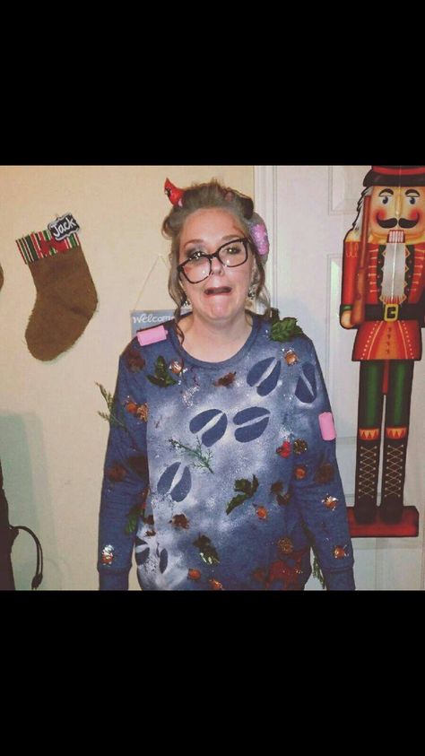 Grandma got run over by a reindeer Diy Christmas Costumes, Christmas Costumes Diy, Ugly Christmas Sweater Diy Funny, Ugly Christmas Sweater Outfit, Christmas Sweater Outfits, Diy Christmas Sweater, Ugly Christmas Sweater Couples, Reindeer Costume, Best Ugly Christmas Sweater