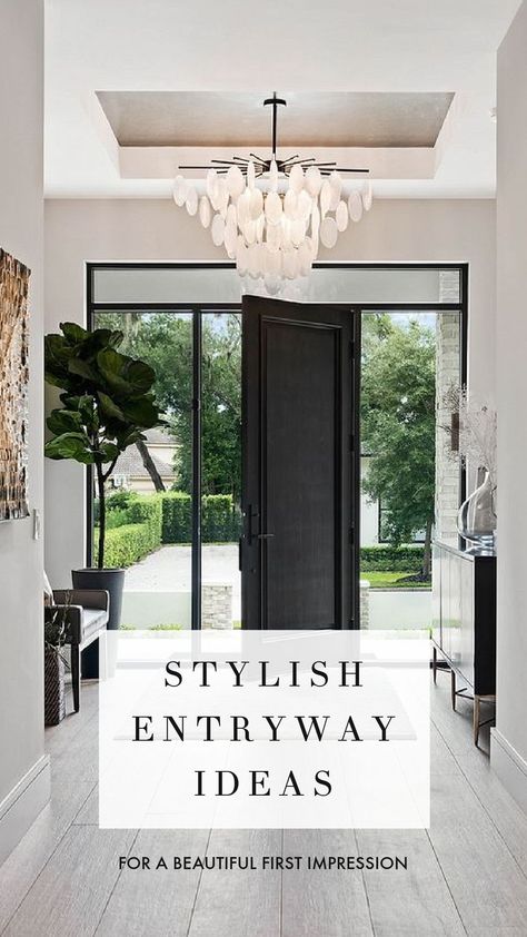 Entryway Lights Front Entry, Beautiful Entryways Modern, Front Hallway Ideas Entrance Modern, Modern Home Entryway Exterior, Entrance Hall Decor Front Entry Modern, Entrance Door Lighting Ideas, Large Front Entrance Ideas, Grand Entrance Home Front Entry, Big Glass Front Door Entrance