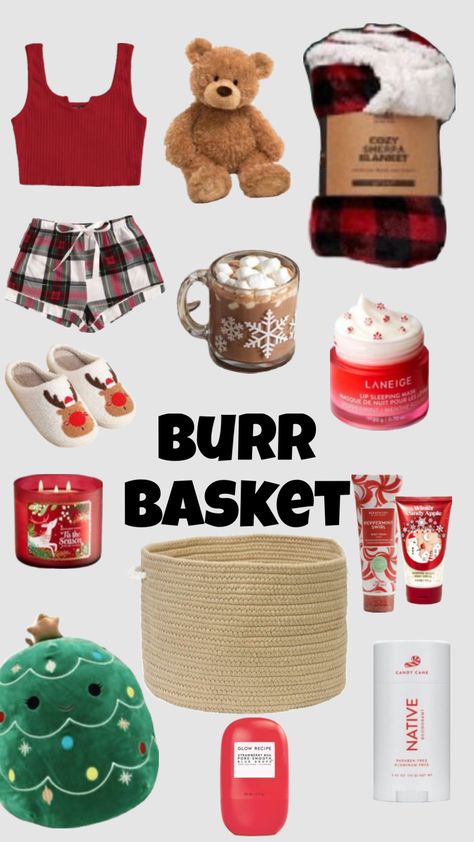 Cute Things For Christmas Gifts, Small Gift Christmas Ideas, Brrr Basket Ideas For Friends, Brr Basket Ideas Christmas, Cheap Ideas For Christmas Gifts, Cute Christmas Gift Basket Ideas, Burr Basket For Friends, Burr Basket Ideas For Girlfriend, Cute Christmas Basket Ideas