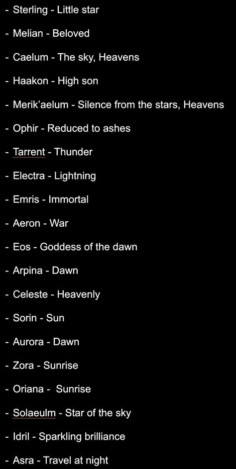 Nose Types Names, Atla Names Ideas, Sci Fi Last Names, Last Names Meaning Moon, Spider Names Ideas, Universe Names Ideas, Character Names And Meanings, Magical Names For Places, Names That Mean Intelligent