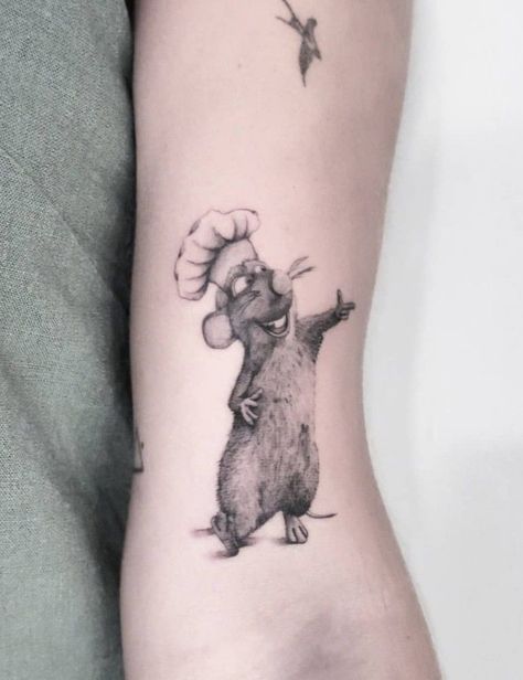 Ratatouille Tattoo Ideas, Remy Tattoo Ratatouille, Remy Tattoo, Chef Tattoo Ideas Female, Cooking Tattoo Ideas, Chef Tattoo Design, Ratatouille Tattoo, Cook Tattoo, Cooking Tattoo