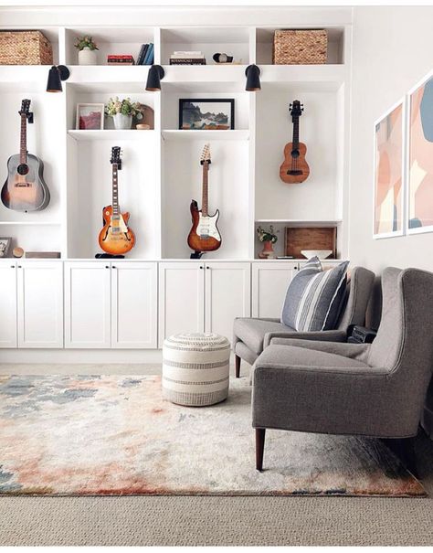 Music Room Storage, Modern Music Room, Music Room Ideas, Room Ideas Basement, Office Music Room, Music Room Office, Music Themed Rooms, Music Room Design, Home Music Rooms