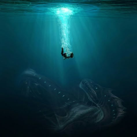 Monsters Artwork, Scary Ocean, Mariana Trench, Ground Water, Princesas Disney Anime, Underwater Pictures, Spooky Stuff, Water Aesthetic, Underwater Art