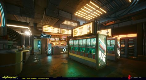 ArtStation - Cyberpunk 2077 - Convenience store, Toivo Cyberpunk Interior, Japanese Neighborhood, Cyberpunk Room, Neo Tokyo, Building Concept, Creating Texture, Cyberpunk Aesthetic, Cyberpunk City, Interior Concept