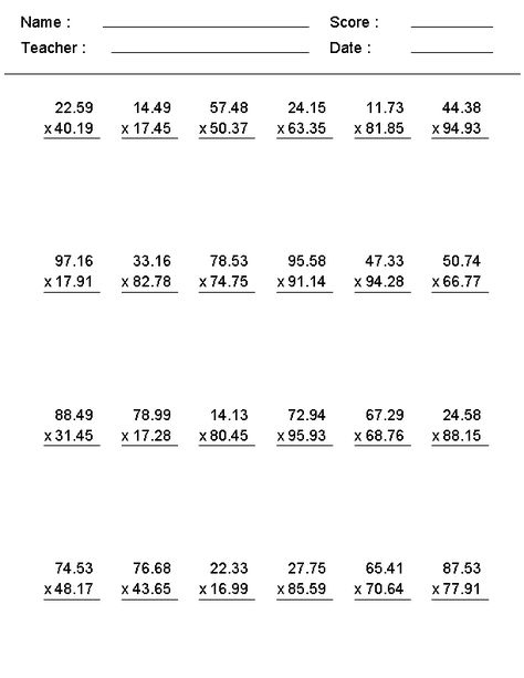 4th Grade Multiplication Worksheets - Best Coloring Pages For Kids Add Subtract Decimals, Adding Decimals Worksheet, Add And Subtract Decimals, Subtracting Decimals Worksheet, Decimal Multiplication, Adding And Subtracting Decimals, Decimals Addition, 7th Grade Math Worksheets, Decimal Numbers