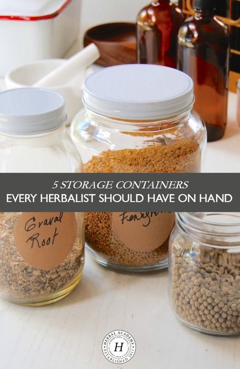 5 Storage Containers Every Herbalist Should Have On Hand Witchy Apothecary, Herb Ideas, Herb Medicine, Herbal Benefits, Diy Apothecary, Types Of Storage, Natural Mama, Pineapple Health Benefits, Herbal Academy