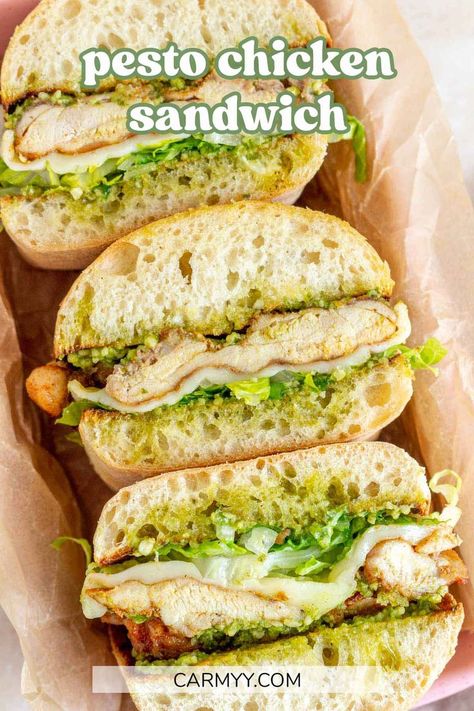 Ciabatta Sandwich, Lettuce Sandwich, Chicken Pesto Sandwich, Easy Meal Prep Lunches, Pesto Sandwich, Chicken Pesto, Sandwich Fillings, Make Ahead Lunches, Perfect Lunch