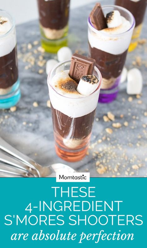 S’mores Dessert Shooters, Smores Dessert Shooters, Smores Parfait, Dessert Shooters Easy, Shooter Desserts, Mini Dessert Shooters, Cake Shooters, 15 Anniversary, Dessert Shooters Recipes