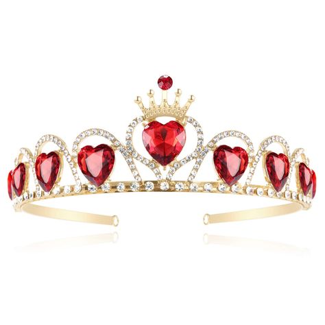 Red Heart Crown, Evie Costume, Heart Tiara, Teen Halloween Party, Queen Of Hearts Halloween, Descendants Costumes, Teen Halloween, Lizzie Hearts, Heart Costume