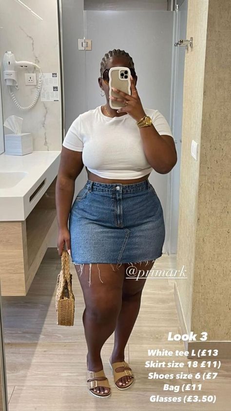 Thick Body Outfits Dresses Baddie, Vacation Plus Size Outfits Summer, Cute Vacation Outfits Plus Size, Modest Baddie Outfits Summer, Blue Jean Skirt Outfits Black Women, Plus Size Club Outfits Night Out Summer, Summer Outfits Plus Size Black Women, Summer Fits Plus Size, Plus Size Brunch Outfit Summer