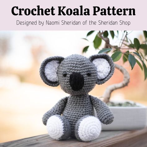 This is an original pattern for a crochet koala bear pattern created by Naomi Sheridan of The Sheridan Shop! The pattern uses both basic amigurumi stitches such as single crochet, slip stitch, magic ring, increasing and decreasing. There are detailed pictures to go along with the step by step guide. The pattern has been tested for any needed corrections, but please reach out if you have questions as you go or before purchasing the pattern. Crochet Koala Pattern, Koala Teddy Bear, Basic Amigurumi, Crochet Koala, Koala Pattern, Australia Animals, Magic Ring, Australian Animals, Shirt Quilt