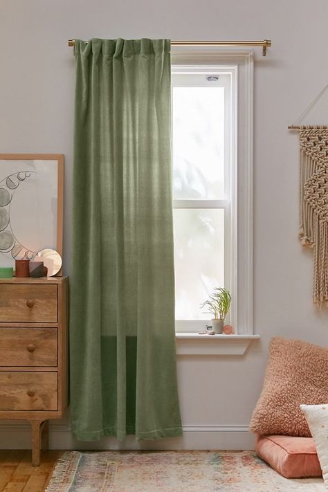 Urban Outfitters Curtains, Wood Curtain Rods, Bamboo Beaded Curtains, Wood Curtain, Buy Curtains, Textil Design, Green Curtains, Curtain Designs, Window Panels