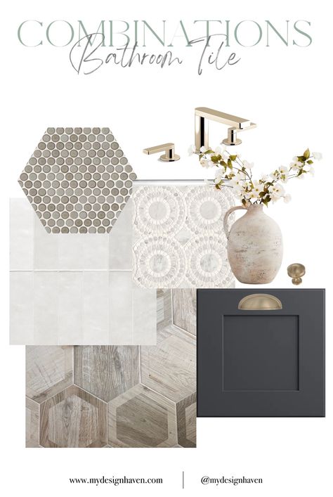 Shop Composed® and other curated products on LTK, the easiest way to shop everything from your favorite creators. Master Bath Shower Tile, Bathroom Tile Combinations, Greige Bathroom, Master Shower Tile, Bathroom Tiles Combination, Tile Combinations, Master Bath Tile, Guest Bathroom Design, Patterned Bathroom Tiles