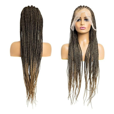 PIB 32" - Single Full Lace Wig - Fulani Cornrow Box Braided Wig with Baby Hair Lace Front Synthetic Knotless Braided Wigs for Black Women (1B27, Off Black and Light Brown) Braided Wigs For Black Women, Box Braid Wig, Braided Wigs, Fulani Braids, Braided Wig, Braids With Curls, Cornrow, Braids Wig, Hair Lace