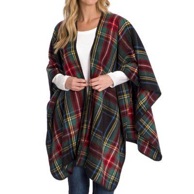 Woolrich Cozy Blanket Wrap (Various Styles) Plaid Poncho, Poncho Wrap, Striped Blankets, Kimono Pattern, Plaid Blanket, Blanket Wrap, Wrap Sweater, Pink Plaid, Green Plaid