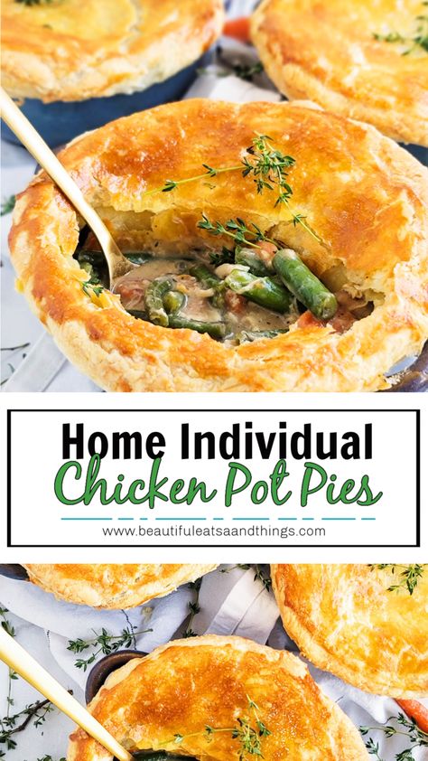 Individual Chicken Pot Pies, Chicken Pot Pies, Mini Chicken Pot Pies, Homemade Chicken Pot Pie, Pot Pie Filling, Pies Recipes, Cooking Chicken To Shred, Pot Pies Recipes, Pot Pies