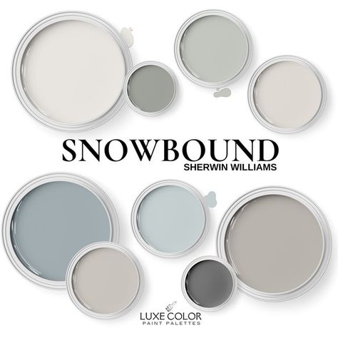 LuxeColor - Etsy UK Sw Snowbound Cabinets, Snowbound Sherwin Williams, Snowbound Paint, Sw Peppercorn, Sw Snowbound, French Country Paint Colors, Sherwin Williams Snowbound, Paint Easy, Paint Combinations