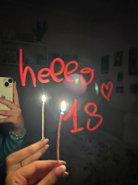 Aesthetic Birthday Candles, Happy 18th Birthday Quotes, 17 Doğum Günü, Lipstick Mirror, Nails Birthday, 18th Birthday Decorations, Happy Birthday 18th, Birthday Plans, Birthday Shots