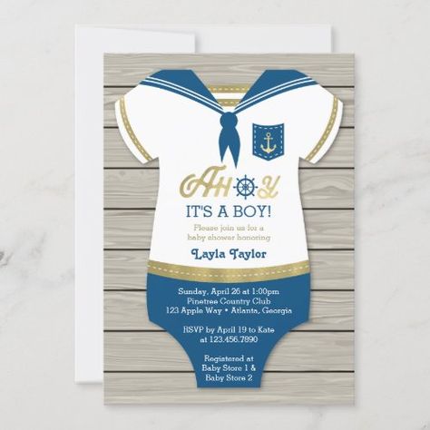 Ahoy Baby Shower Invitation, Sailor, Nautical #ahoy #littlesailor #nautical #babyshowerinvitation #ahoyit'saboy #babyboyshowerinvitation #anchor #blue #nauticalbabyshowerinvitation #gold Ahoy Its A Boy Baby Shower Ideas, Boy Shower Ideas, Nautical Baby Shower Invitations, Nautical Invitations, Ahoy Its A Boy, Boy Shower Invitations, Boy Baby Shower Ideas, Its A Boy, Nautical Baby Shower