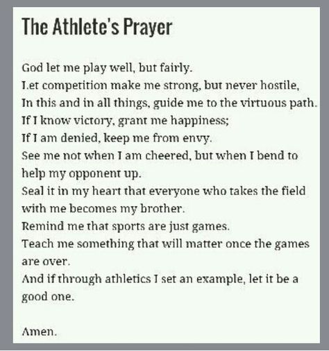 The Athlete's Prayer Prayers For Sports Tryouts, Prayers For Athletes Sports, Prayer For Track Meet, Prayer For Sports Game, Prayer For Athletes Before Game, Fellowship Of Christian Athletes Ideas, Game Day Bible Verses, Bible Verses For Athletes Sports, Sport Prayers