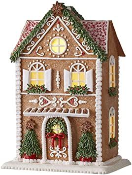 House With Trees, Clay Dough, Gingerbread House Designs, Gingerbread Crafts, Raz Imports, Gingerbread Village, Gingerbread House Decorations, Cookie House, Green Garland