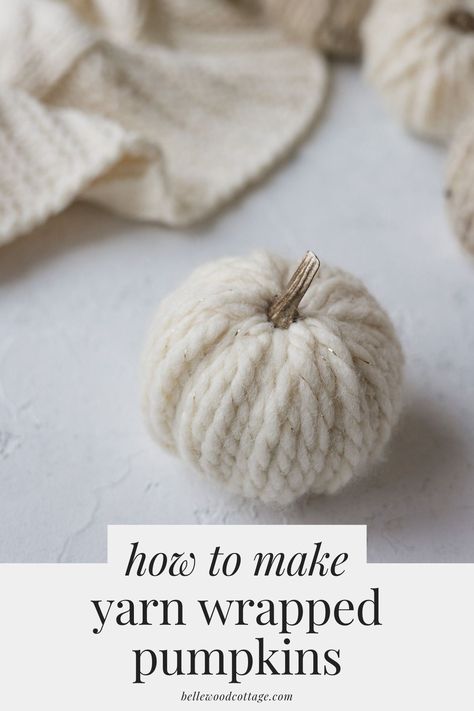 Use faux pumpkins from the craft store or dollar store to make these sweet DIY yarn wrapped pumpkins. Customize them with any bulky weight or novelty yarn that you like. Plus, tips on how to make the pumpkins completely from scratch. A fun fall craft idea! Diy Christmas Pumpkins, Yarn Pumpkin Garland Diy, Rattan Pumpkin Diy, Homemade Decorative Pumpkins, Rustic Pumpkins Diy, Pumpkins Made From Chunky Yarn, Pumpkins Made From Yarn, Rope Pumpkins Diy, Diy Yarn Pumpkins Crafts