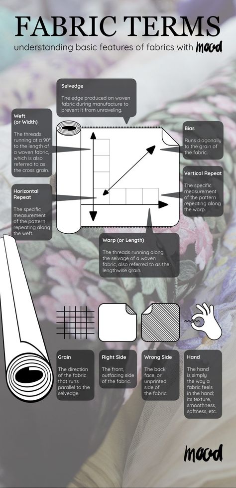 Fabric Terms Every Sewist Should Know - Mood Sewciety Tips Menjahit, Beginner Sewing Projects Easy, Techniques Couture, Leftover Fabric, Sewing Lessons, Sewing Projects For Beginners, Sewing Skills, Diy Couture, Love Sewing