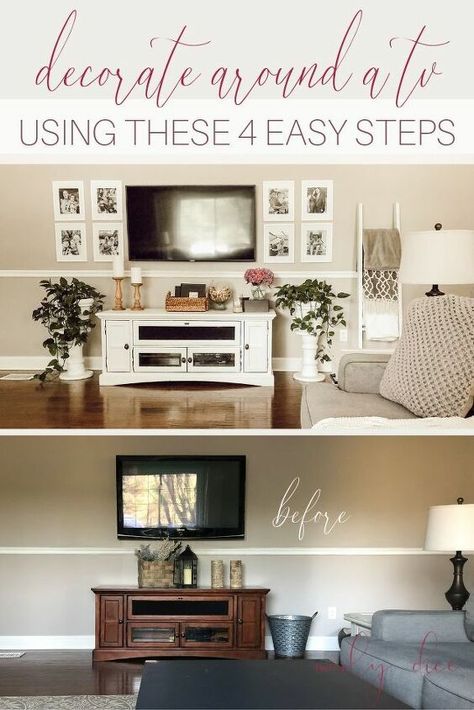 Tv Gallery Wall Ideas Decorate Around Tv, Decorating Around A Tv, How To Decorate Around A Tv, Decor Around Tv, Gallery Wall Design, Living Tv, Tv Wand, Tv Wall Decor, Brick Home