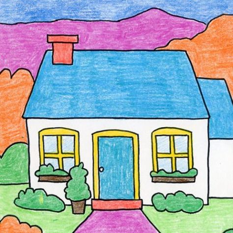 house drawing step by step Piano House, House Drawing For Kids, Art Videos For Kids, Teacher Art, Tutorial Drawing, Cartoon House, Art Projects For Kids, Cute Cottage, Easy Drawings For Kids