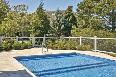 Sag Harbor Fence Pool Enclosure | Walpole Outdoors Mesh Pool Fence, Walpole Outdoors, Wooden Window Shutters, Vinyl Gates, Outdoor Air Conditioner, Outdoor Shower Enclosure, Porch Enclosures, Vinyl Pergola, Post Caps