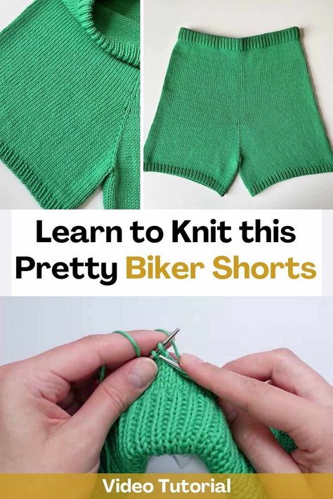 Learn how to make these cute biker shorts! With this video tutorial, you will be able to learn how to knit these biker shorts in a very easy way. The creator of this video teaches how to make them step by step and thanks to this the result of your fabric can be perfect, you just have to follow her instructions.Knitting is an incredible way to pass the time! Choose the color of yarn that you like the most and start making these cute biker shorts. Cute Biker Shorts, Shorts Pattern Free, Summer Knitting Patterns, Learn To Knit, Beginner Knitting Patterns, Diy Shorts, Diy Clothes Design, Learn How To Knit, How To Knit