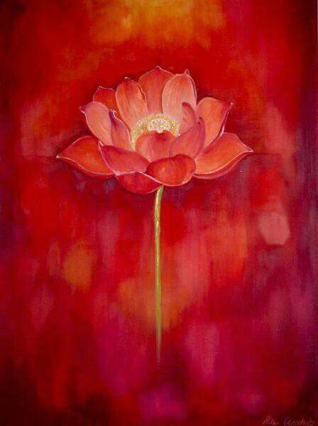 Lotus Painting, Red Lotus, Lotus Art, Buddha Art, Moon Flower, Red Background, Indian Art, Art Show, Painting Prints