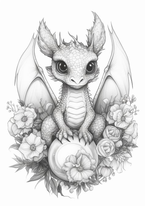 Fall Dragon Art, Dragon Artwork Drawing, Realistic Animal Drawings Colour, Dragon Drawing Sketches Realistic, Little Dragon Drawing, Cool Dragon Drawings, Baby Dragon Tattoos, Easy Dragon Drawings, Dragon Drawings