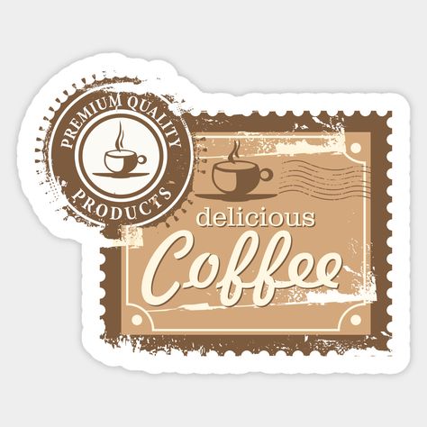 Phone Stickers Aesthetic Vintage, Coffee Stickers Printable, Coffee Shop Stickers, Coffee Apparel, Coffee Posters, Coffee Phone Case, Sr 25, Coffee Stamps, Barista Gift