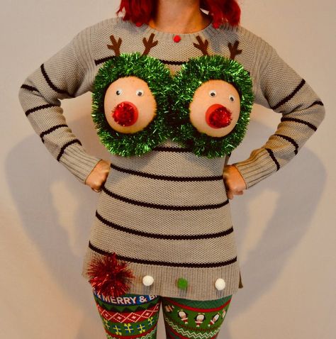 Diy Ugly Sweater Ideas For Women, Cursed Christmas, Ugly Christmas Sweaters Diy, Ugly Sweater Ideas, Ugly Christmas Sweater Diy Funny, Ugly Sweater Diy, Funny Face Photo, Cute Backgrounds For Iphone, Diy Ugly Christmas Sweater