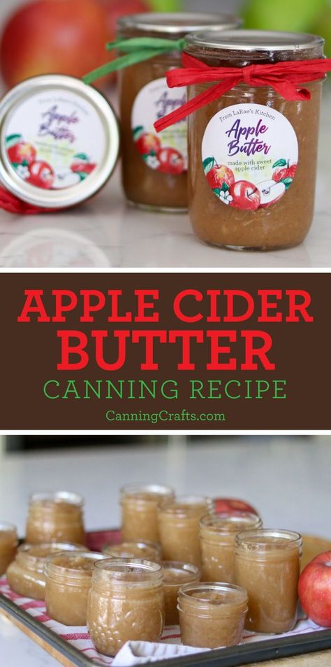 Fruit Butter Recipes Canning, Apple Cider Jam Recipes, Carmel Apple Butter Canning, Canned Apple Cider, Apple Cider Butter, Applebutter Canning Recipes, Canning Recipes Apples, Canning Breakfast In A Jar, Fall Canning Ideas