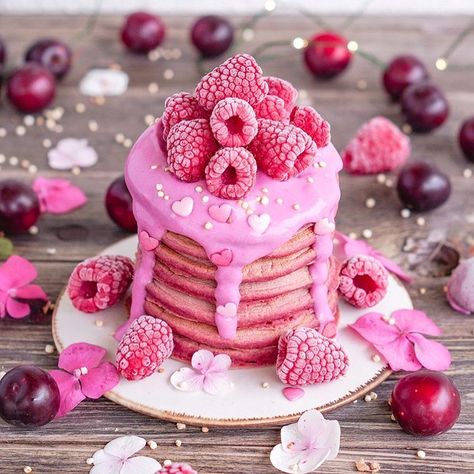 Diane James Home on Instagram: “Still in a pink mood and Sundays are made for pancakes... Best of all, these are vegan! 📷: @danistrailcooking” Homemade Pancakes Easy, Pancakes Easy Recipe, Pink Pancakes, Pink Pancake, Homemade Pancakes Fluffy, Yogurt Toppings, Fairy Food, Pancake Stack, Cake Recipes From Scratch