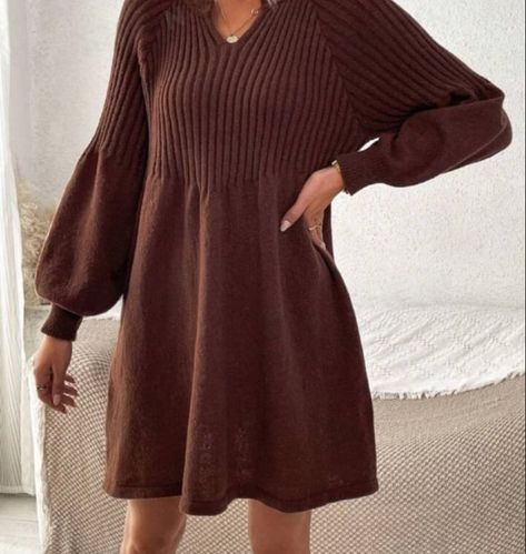 This beautiful sweater dress for women is comfy, chic and a versatile item to add to your fall wardrobe. It is made with quality and care and can be worn multiple times for a great number of new outfit ideas. Pull Marron, New Outfit Ideas, Brown Sweater Dress, Fall Clothing, Comfy Chic, Sweater Dress Women, Beautiful Sweater, Brown Sweater, Fall Wardrobe