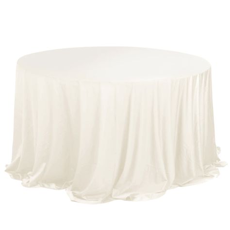 Quantity: 1 Round Tablecloth Material: Scuba Polyester Color: Ivory Size: 132" Round Thickness: 220 Gsm Hemmed Edges For An Exquisite Look. 1 Piece, Seamless Design Gives Floor Length Hang On Standard 6Ft (72") Tables Features: Stain And Wrinkle Free, Thick, Soft, Smooth, Durable, Gentle Stretch. Additional Information: Care Instruction: Machine Washable & Dryable. Do Not Bleach. Uses: Events, Restaurants, Banquet Halls, Hotels, And Hospitality Environments. - 132" Ivory Premium Scuba Wrinkle Fr Wedding Table Cloth, Table Dinner, Wedding Tablecloths, White Table Top, White Table Cloth, Banquet Hall, White Table, Round Tablecloth, Round Table