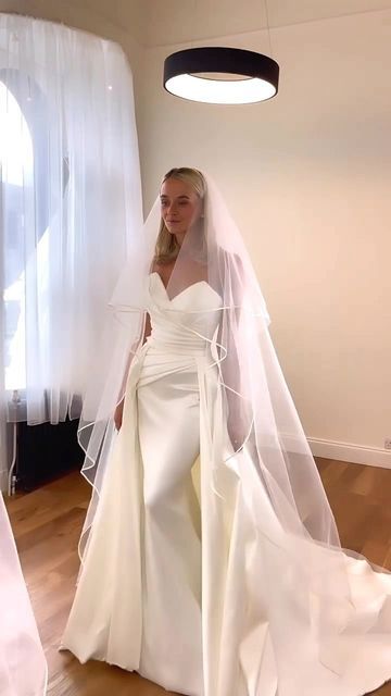 Mikado Wedding Dress With Veil, Eva Lendel Wedding Dresses, Mikado Wedding Dress, Eva Lendel, Detachable Skirt, Sheer Wedding Dress, Eva Dress, Wedding Dress With Veil, Fitted Wedding Dress