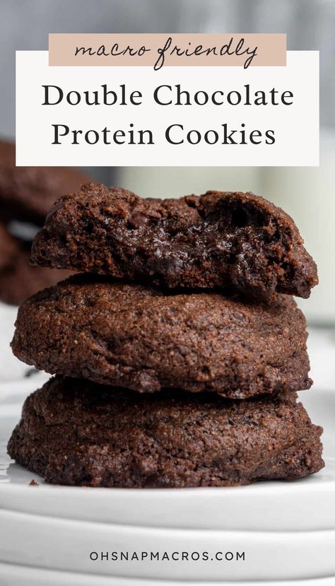 Chocolate Protein Powder Dessert Recipes, Quest Protein Cookie Recipe, Double Chocolate Protein Cookies, Cookies Using Protein Powder, Protien Powder Cookies, Protein Cookies Without Protein Powder, Whey Protein Desserts, Ways To Use Chocolate Protein Powder, Things To Make With Chocolate Protein Powder